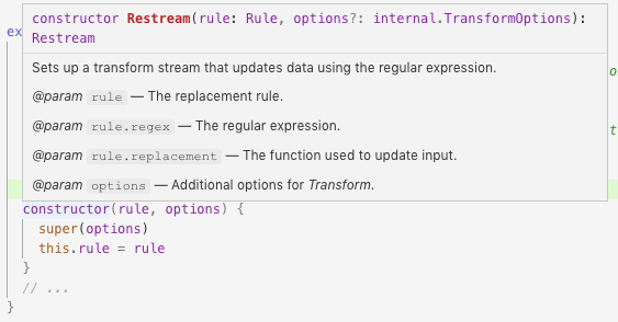 JSDoc expansion of properties above functions.